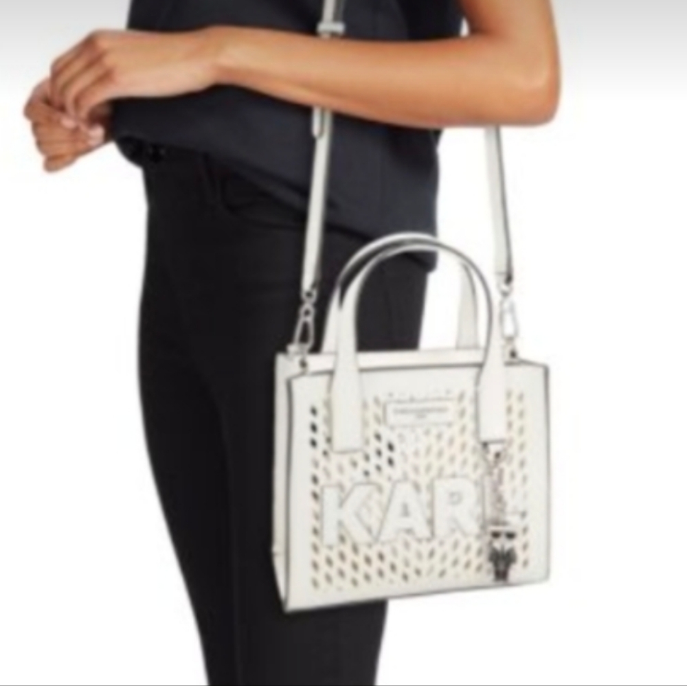 Karl Lagerfeld Nouveau Cutout Satchel Crossbody Bag + Pouch + Dust Bag Nwt ❤ - Picture 5 of 10